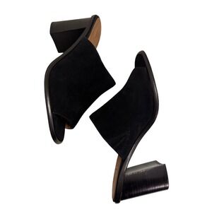 Frye Black Leather Suede Chunky Heel Mule Sandals Women's 7.5 Slip On